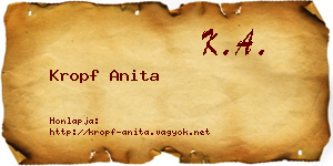 Kropf Anita névjegykártya