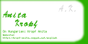 anita kropf business card